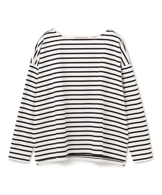 UNFILO 【洗える】ボーダーワイドTシャツ [NEW]オフ×ブラックボーダー