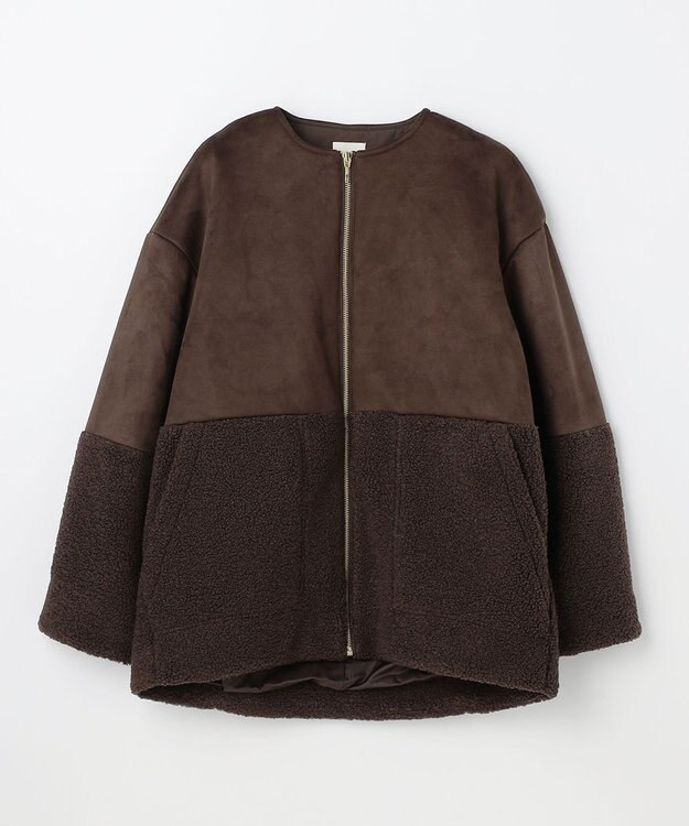 ANY L スエードボアコンビブルゾン ダークブラウン