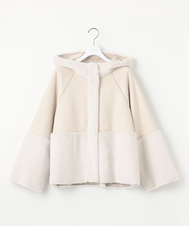ANY SIS 【大人百花・美人百花掲載】Luxuryフェイクムートン コート アイボリーベージュ