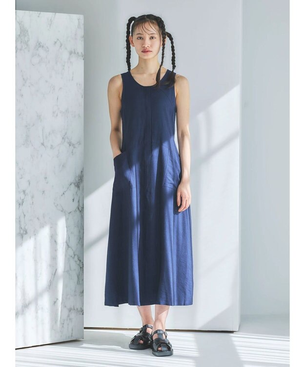 Green Parks ■ＥＳＣＡＲ　キリカエノースリーブワンピース Navy