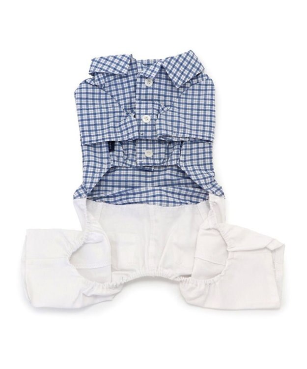 PET PARADISE J.PRESS パンツ つなぎ 《チェック》 小型犬 ホワイト×ブルー