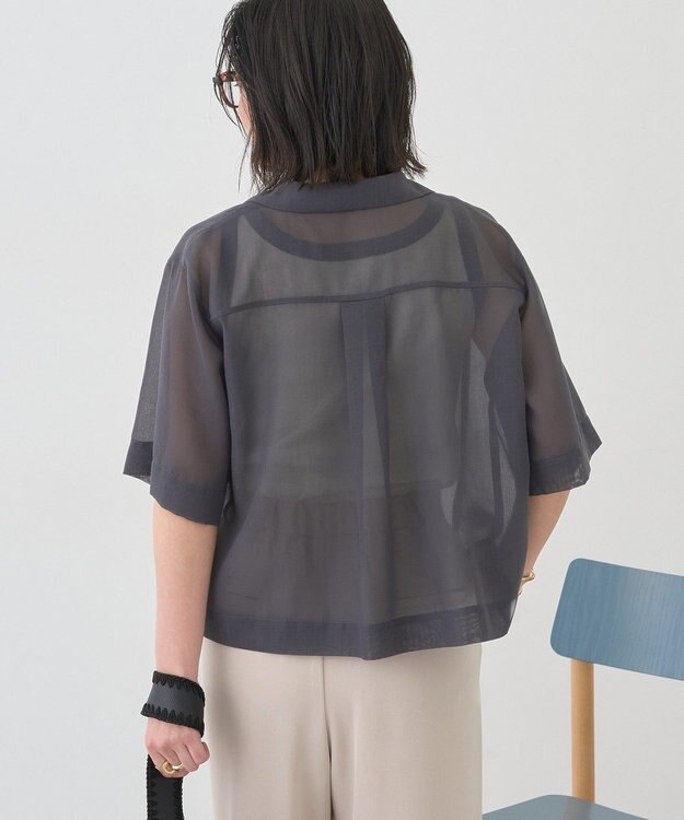 AMERICAN HOLIC シアーショート丈開襟シャツ Charcoal Gray