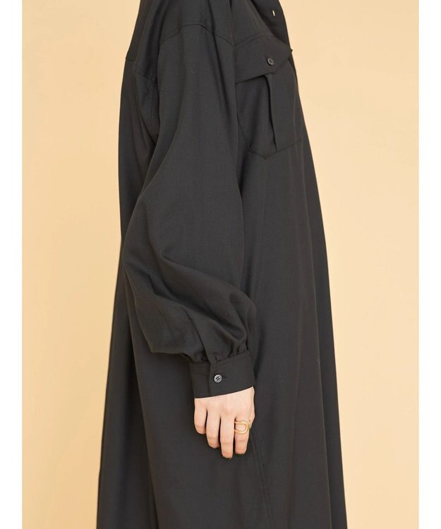 AMERICAN HOLIC イージーケアＷポケットシャツワンピース Black