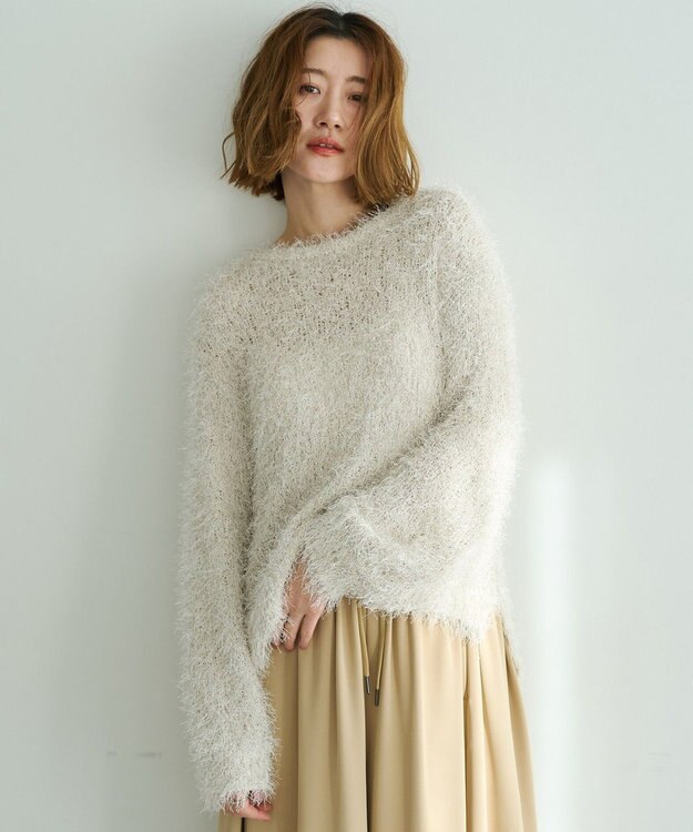 YECCA VECCA ラメ混シャギーニット Ivory