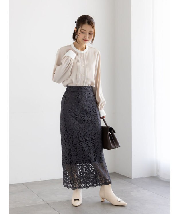 Te chichi パール釦フロントタックブラウス ベージュ