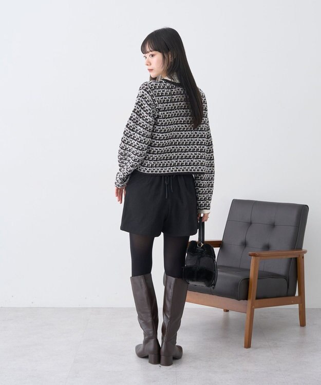 earth music&ecology ニットツイードジャケット Black