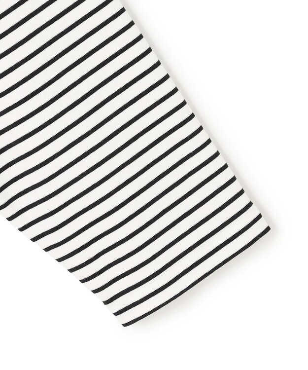 UNFILO L ハイツイストスムース バックZIP ボーダートップス オフ×ブラック