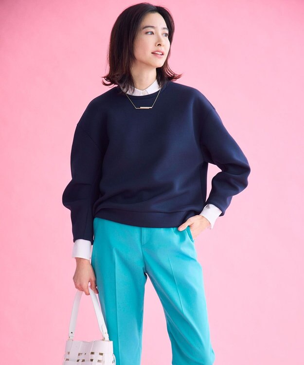 自由区 S コットンサテンテーパード パンツ ［新色］ピーコックグリーン系