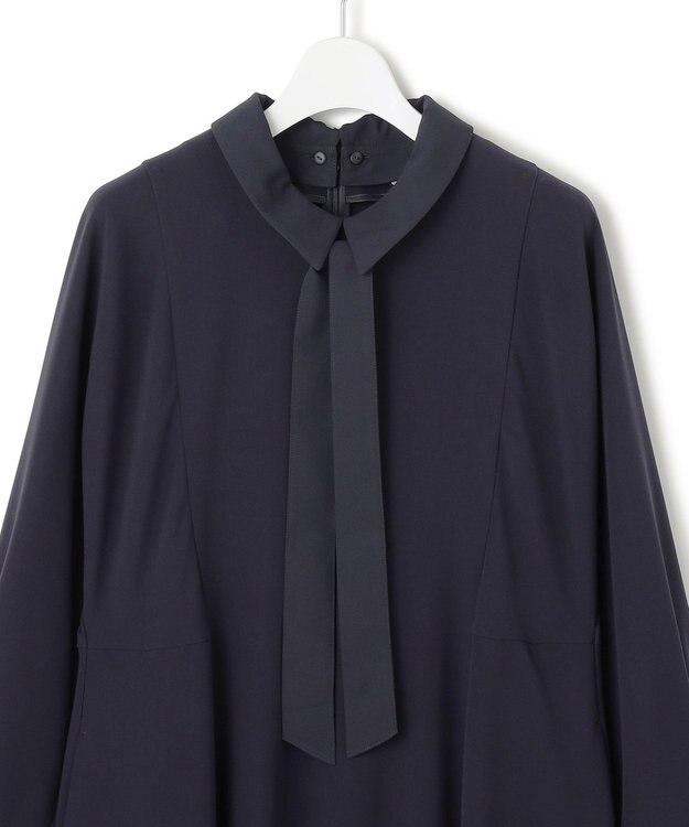 23区 【VERYコラボ】トリアセダブルジョーゼット つけ襟 ボウタイワンピース ネイビー系