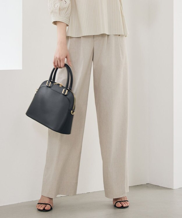 自由区 L 【SHIHOさん着用・セットアップ対応】リネンストレッチワイド パンツ フラックス