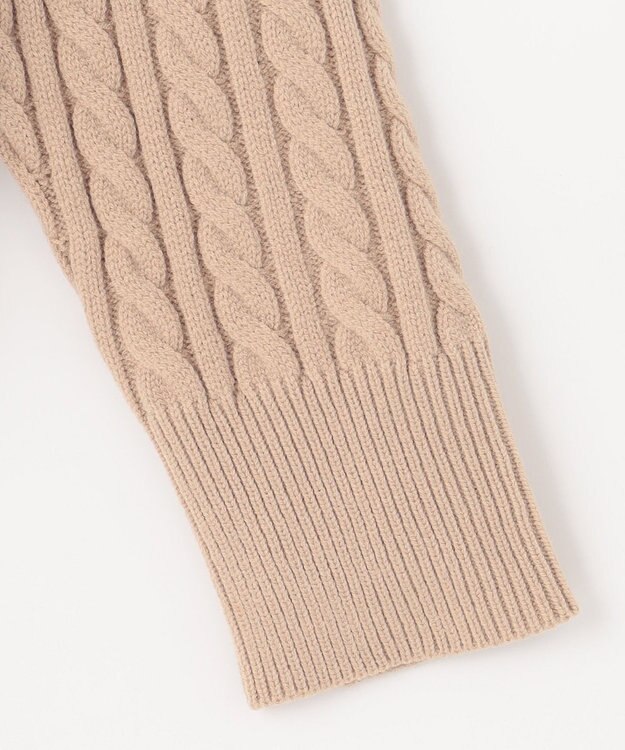 ANY L 【洗濯機可】クロップド丈ケーブルニット ベージュ