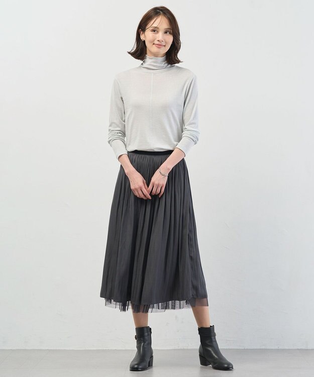 J.PRESS LADIES 【2way】リバーシブル チュール スカート ネイビー系