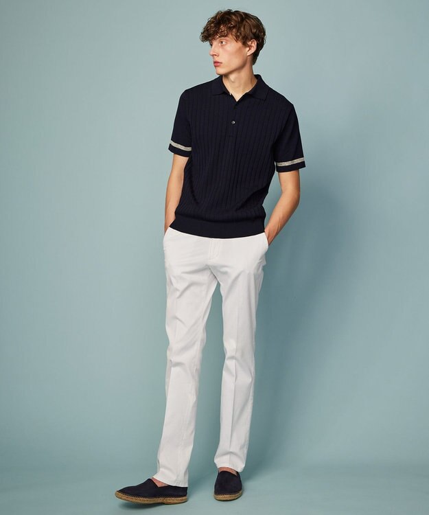 JOSEPH ABBOUD 【清涼感/ストレッチ/洗える】クールスキン ニット ポロ ネイビー系