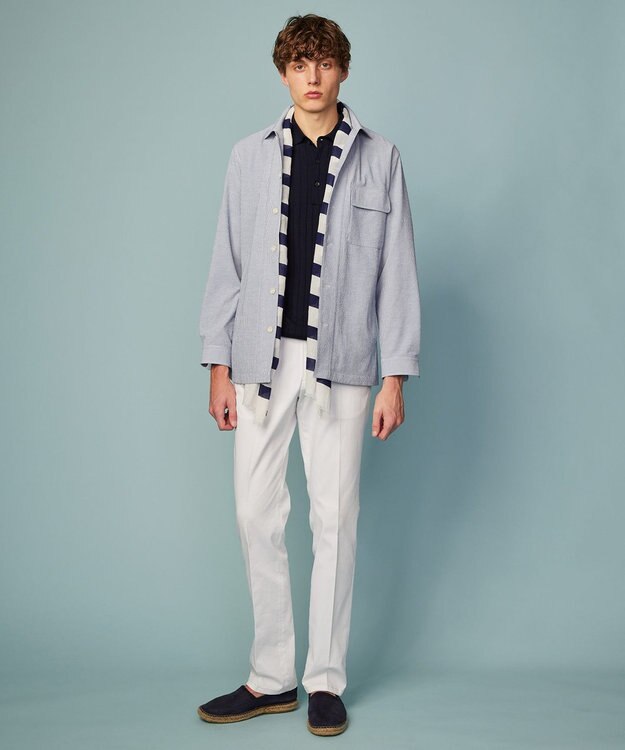 JOSEPH ABBOUD 【清涼感/ストレッチ/洗える】クールスキン ニット ポロ ネイビー系