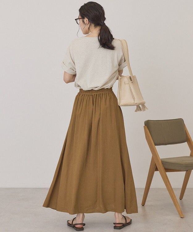 AMERICAN HOLIC 【マルチ機能】ラップ風セミフレアスカート Camel