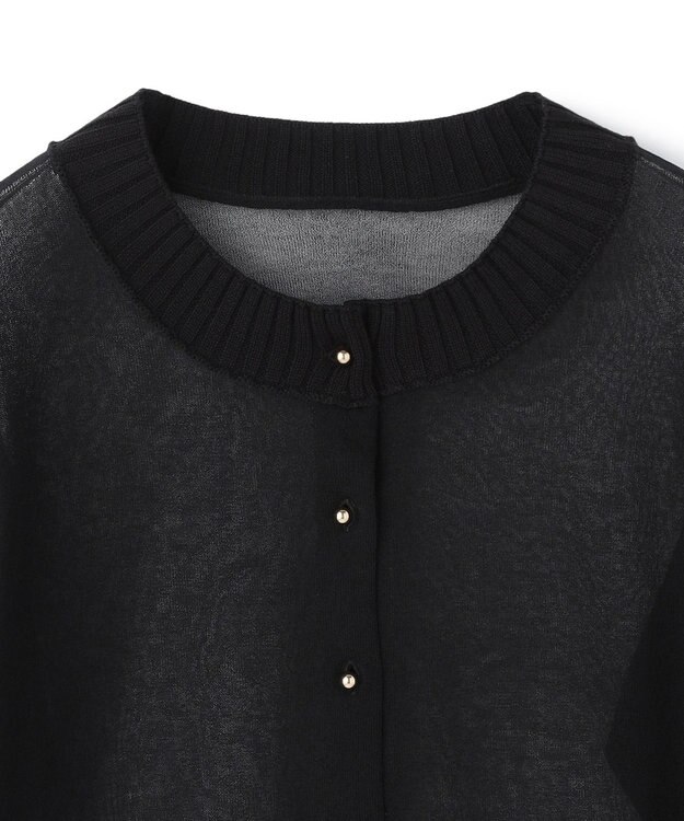 BEIGE， PYRRHOT / シアーコンビ リブカーディガン Black