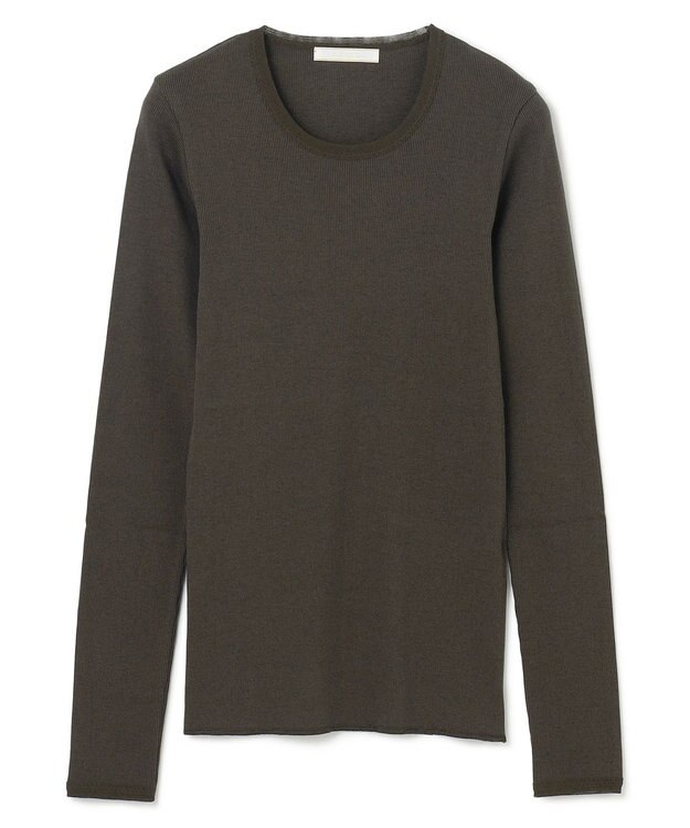 BEIGE， 【BEIGE,ecru/WEB限定・洗える】RIB TOPS /  コットンシルクロングスリーブトップス Khaki
