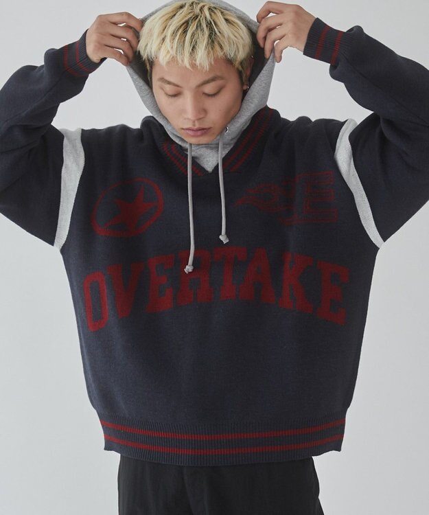 WEGO 【ユニセックス着用ITEM】ラインリブゲームロゴプルオーバー ネイビー