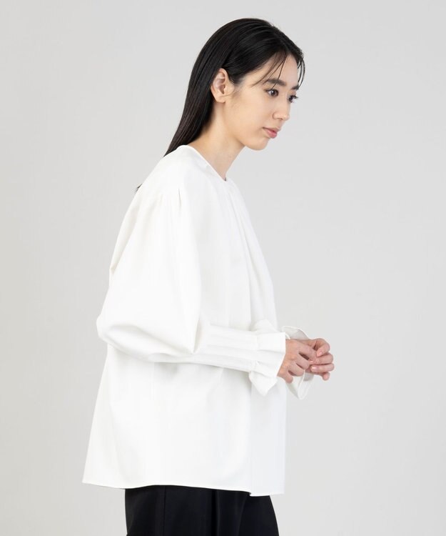 23区 【エステータ】コットンダブルクロス 長袖ブラウス ホワイト系