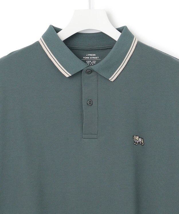 J.PRESS YORK STREET 【UNISEX】鹿の子 ワンポイントポロシャツ スモーキーグリーン系