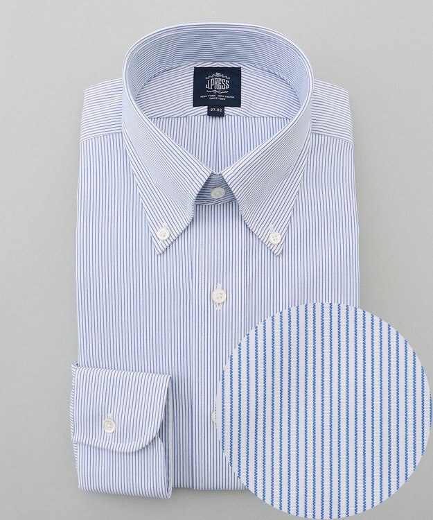 J.PRESS MEN 【PREMIUM PLEATS / 形態安定】マイクロストライプ ドレスシャツ / B.D. ネイビー系1