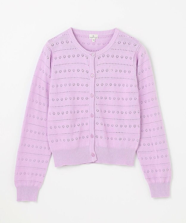 組曲 KIDS 【150-160㎝】フラワーアイレット カーディガン ラベンダー系