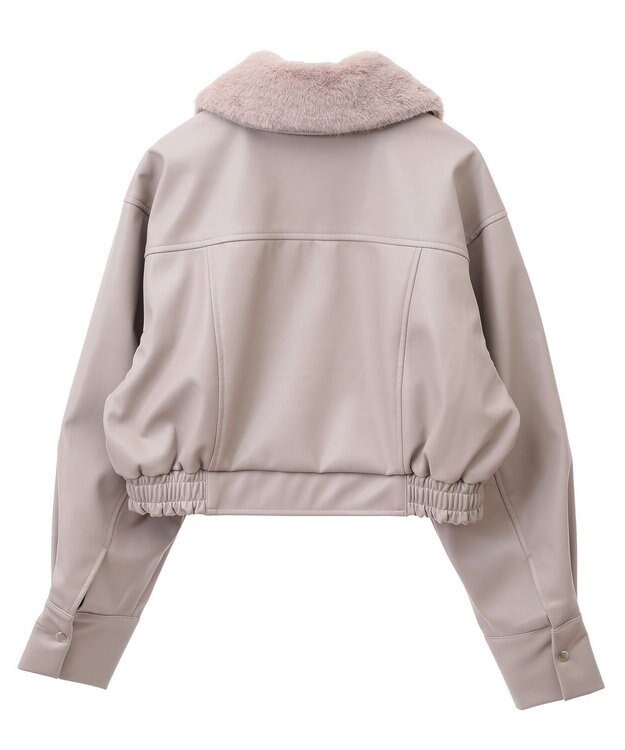 earth music&ecology 襟ファーレザーブルゾン Beige