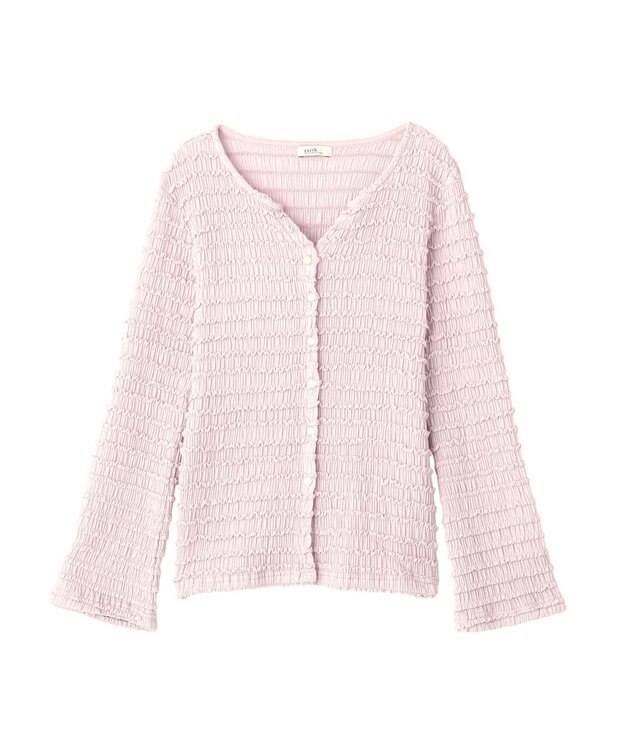 earth music&ecology 【予約】シャーリングカットカーディガン ピンク