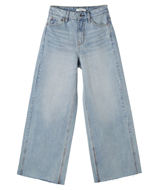 earth music&ecology セルフカットワイドデニムパンツ Light Indigo