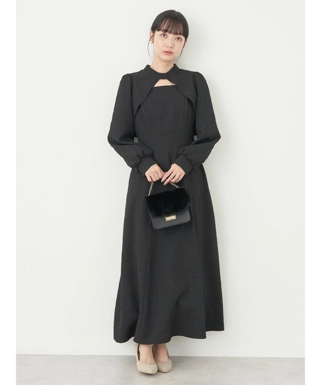 earth music&ecology ＳＥＴ２点ジャガードボレロ＋ワンピース Black