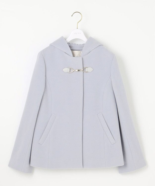 ANY SIS L 【2WAY】ファインウールモッサ ショートコート 【WEB・一部店舗限定】ライトブルー