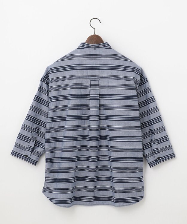 JOSEPH ABBOUD MOUNTAIN 【SPACE／UNISEX】七分袖 ランダムボーダー シャツ ネイビー系2