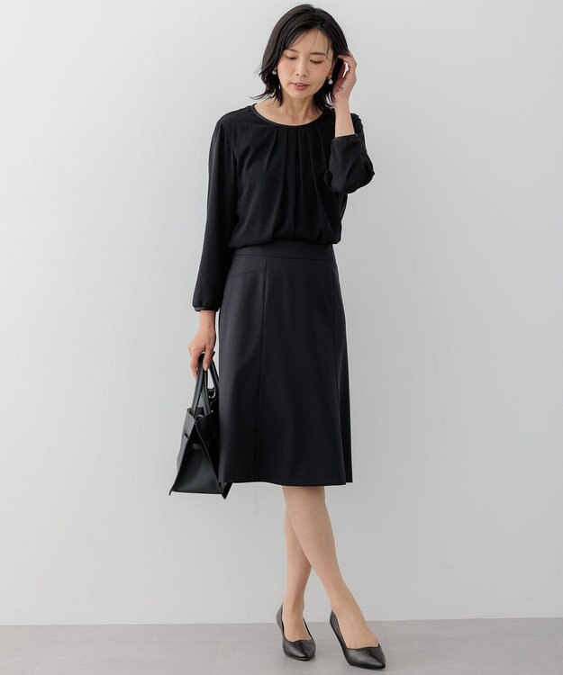 23区 【セットアップ対応】ラフィーネウール フレア スカート ブラック系
