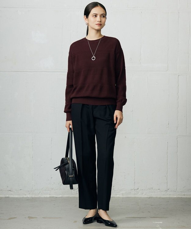 自由区 L ファインコットンウール ニット ボルドー