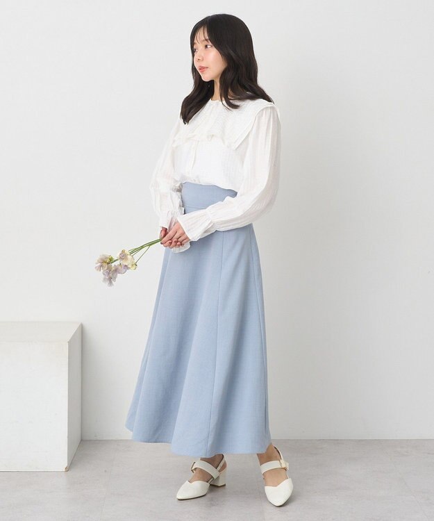 earth music&ecology ２ＷＡＹスクエアラッフルカラーブラウス Off White