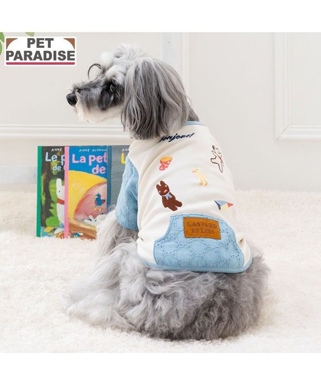 PET PARADISE リサとガスパール 刺繍 レース Ｔシャツ 小型犬 ブルー