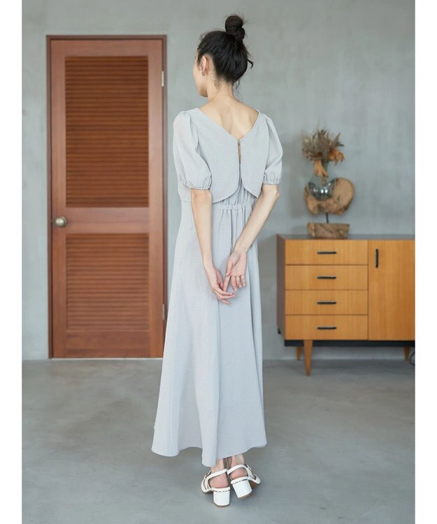 earth music&ecology ＳＥＴ２点パフスリーブブラウス＋キャミワンピース Light Gray