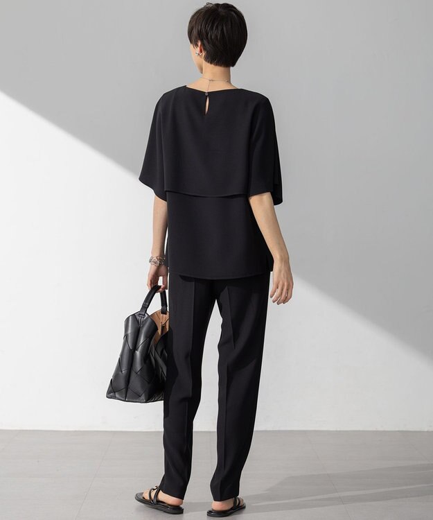 23区 【Oggi7月号掲載/吸水速乾/接触冷感/UVカット】ストレッチジョーゼット テーパード パンツ ブラック系