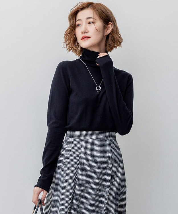 23区 【洗える】スムージーコットン シアー ニット ブラック系