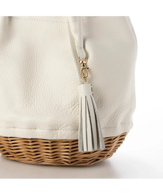 UNBILLION perche 牛革×ヤナギ底2wayトートバッグ アイボリー