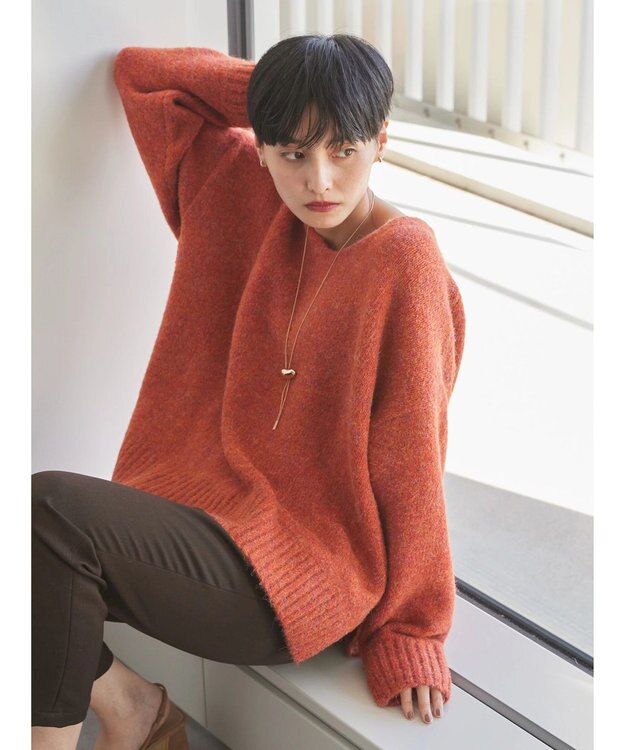 AMERICAN HOLIC ＭｉｘヤーンＶネックニットプルオーバー Orange