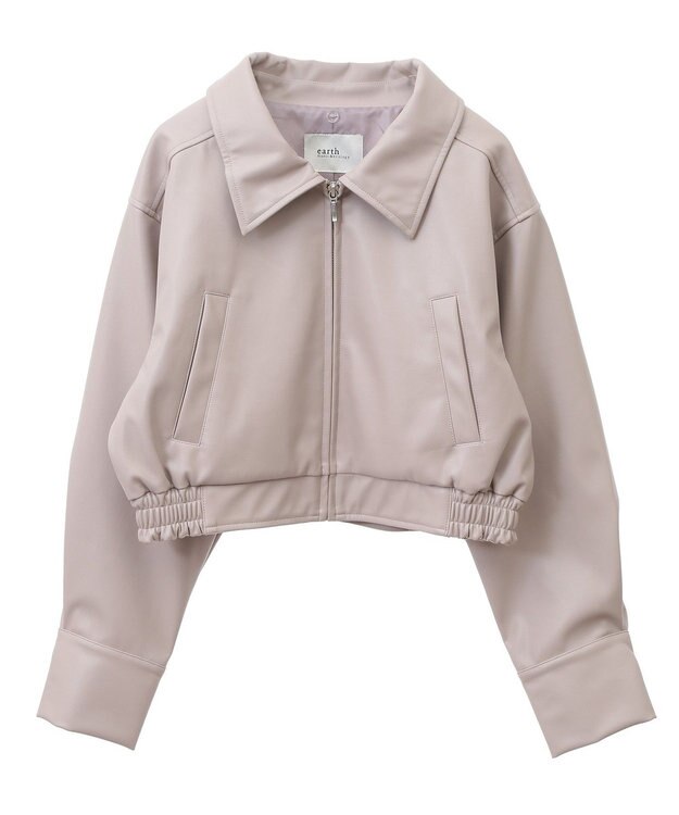 earth music&ecology 襟ファーレザーブルゾン Beige