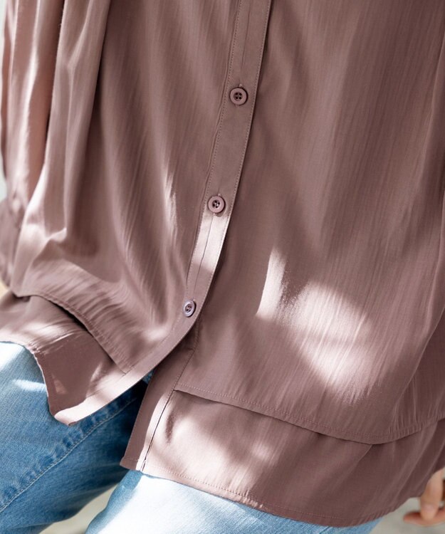 Tiaclasse 【新色追加・洗える】重ねヘムタックブラウス モカ