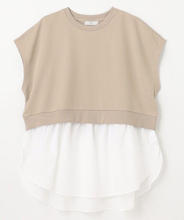 ANY L 裏毛レイヤード風トップス ベージュ