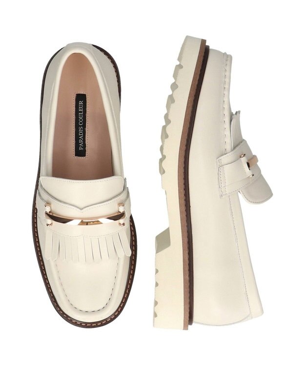 Bridget Birkin 【PARADIS COULEUR】メタルバーフリンジローファー オフホワイト