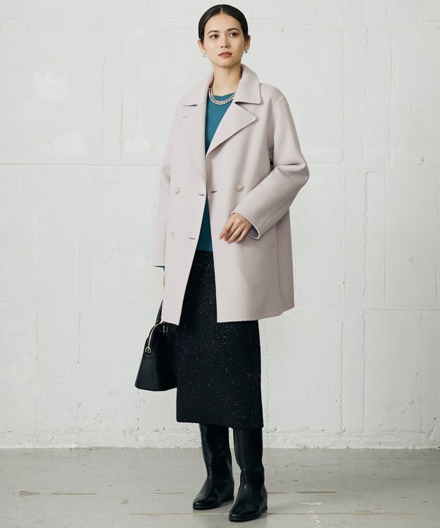 自由区 S ウールリバーダブルブレストコート ライトグレージュ