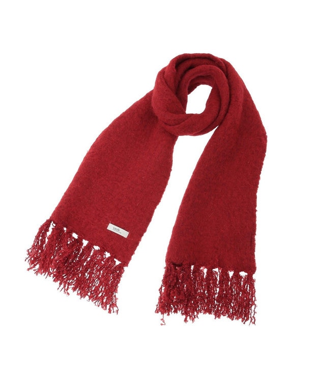 earth music&ecology ループヤーンフリンジマフラー Red