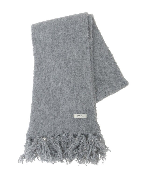 earth music&ecology ループヤーンフリンジマフラー Gray