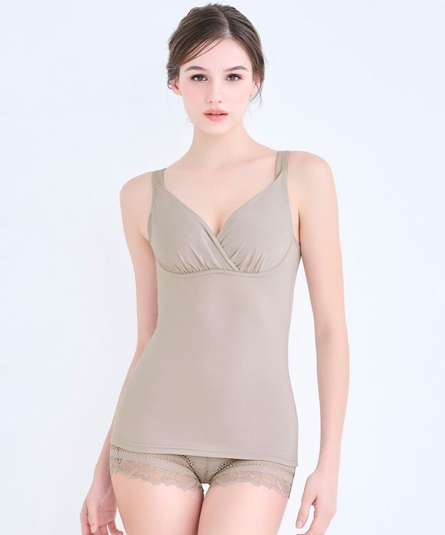 BRADELIS New York 【BRADELIS Me / ノンワイヤー・バストアップ】ブラデリス オールインワンブラキャミ ダークグレージュ