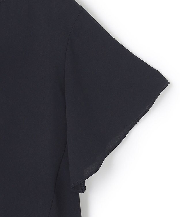 23区 【洗える】バックサテンアムンゼン ネックステッチ ブラウス ネイビー系